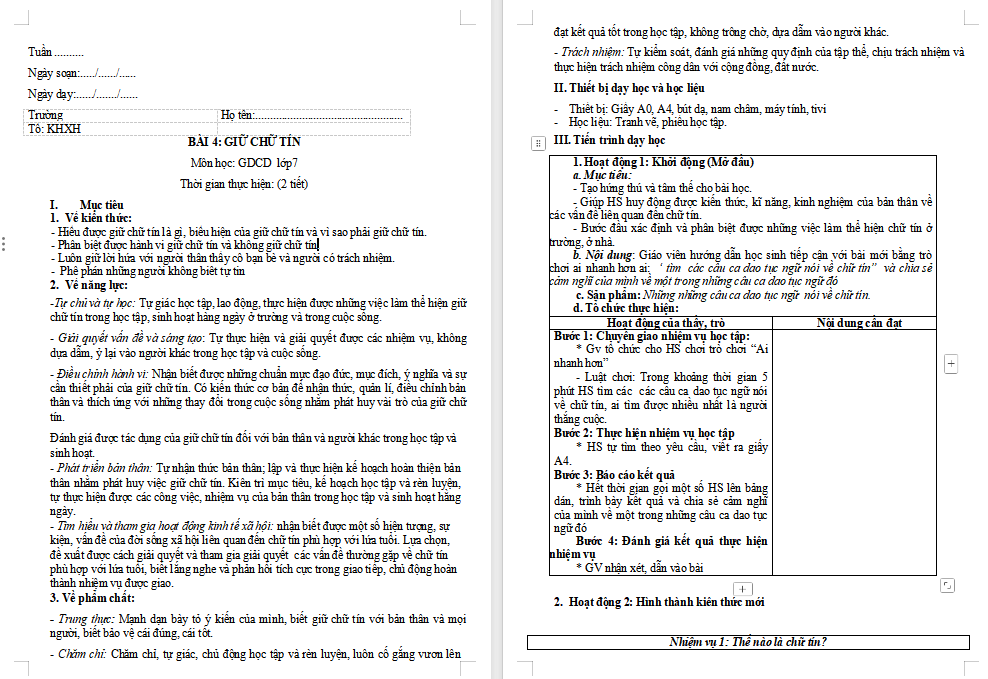 Giáo án PowerPoint GDCD 7 Bài 4