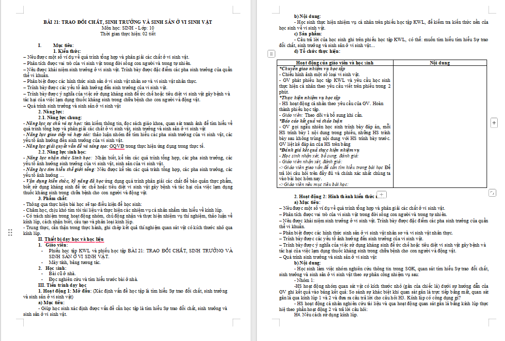 Giáo án PowerPoint Sinh học 10 Bài 21 Kết nối tri thức