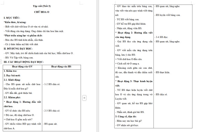 Giáo án Tiếng Việt 2 Bài 27: Chữ hoa O