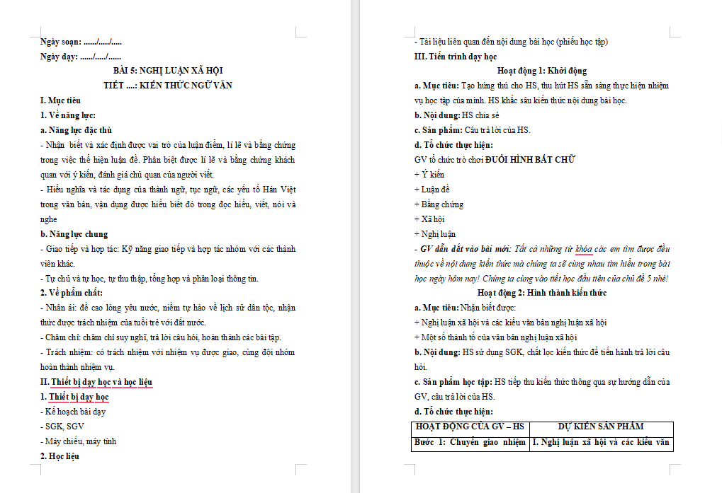 PowerPoint Ngữ văn 8 Bài 5: Kiến thức ngữ văn
