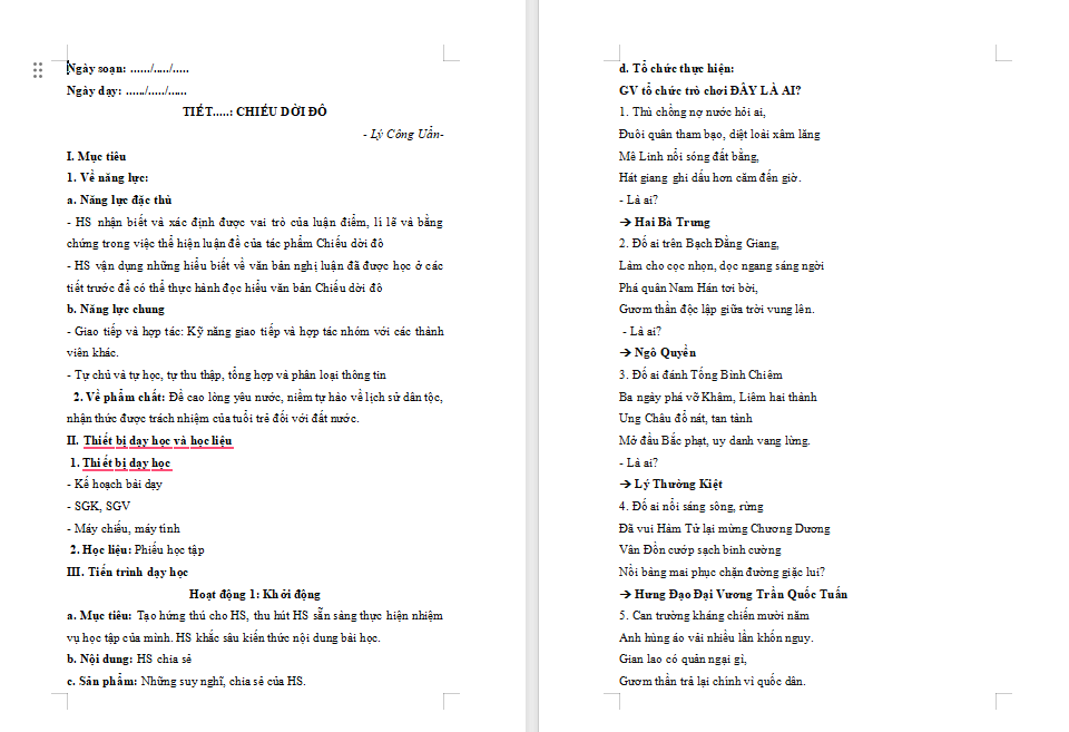 PowerPoint Ngữ văn 8 Bài 5: Chiếu dời đô