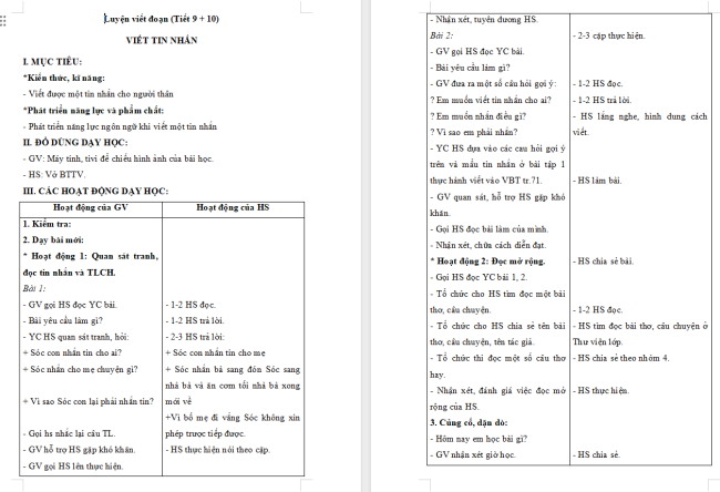 Giáo án Tiếng Việt 2 Bài 32: Viết tin nhắn. Đọc mở rộng