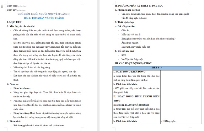 Giáo án Tiếng Việt 2 Bài 1: Từ chỉ hoạt động. Câu kiểu Ai làm gì?