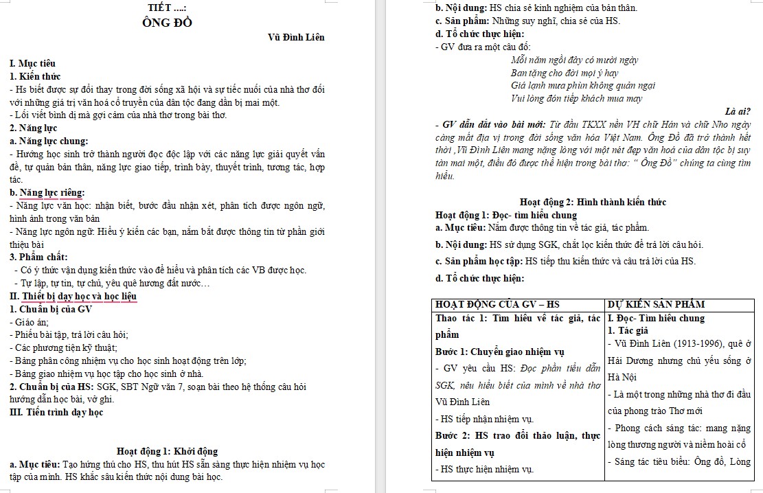 Giáo án Bài Ông đồ Ngữ văn 7 Cánh Diều