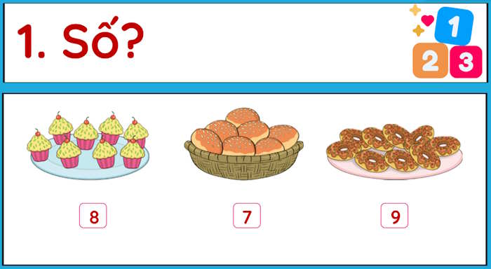 Toán tiền tiểu học: Các số 7, 8, 9