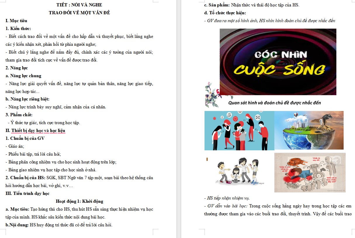 Giáo án Bài Trao đổi về một vấn đề Ngữ văn 7 Cánh Diều