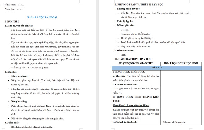 Giáo án Tiếng Việt 2 Bài 3: Từ chỉ hoạt động, chỉ tình cảm. Câu kiểu Ai thế nào?