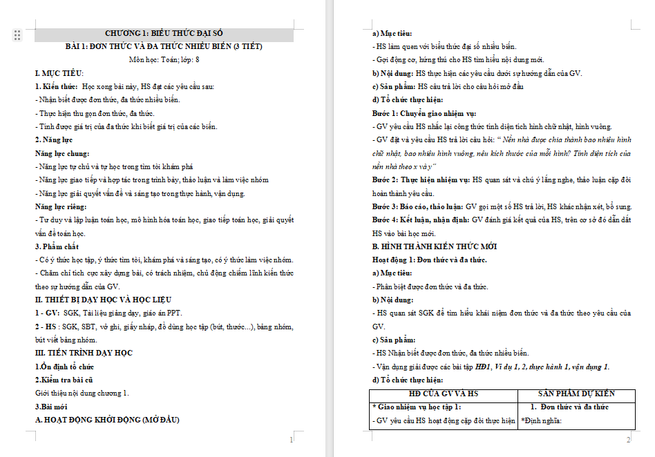 Giáo án PowerPoint Toán 8 Chân trời sáng tạo Bài 1