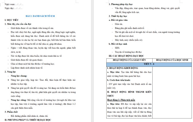 Giáo án Tiếng Việt 2 Bài 2: Luyện tập giới thiệu đồ vật quen thuộc (tiếp theo)