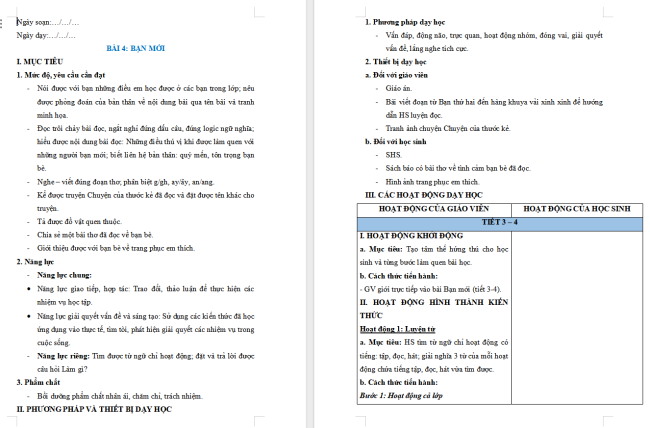 Giáo án Tiếng Việt 2 Bài 4: Mở rộng vốn từ Trường học (tiếp theo)