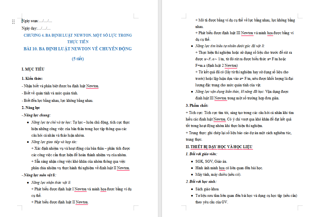 Giáo án PowerPoint Vật lí 10 Bài 10