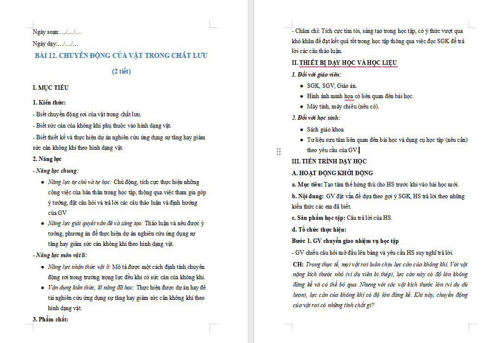 Giáo án PowerPoint Vật lí 10 Bài 12