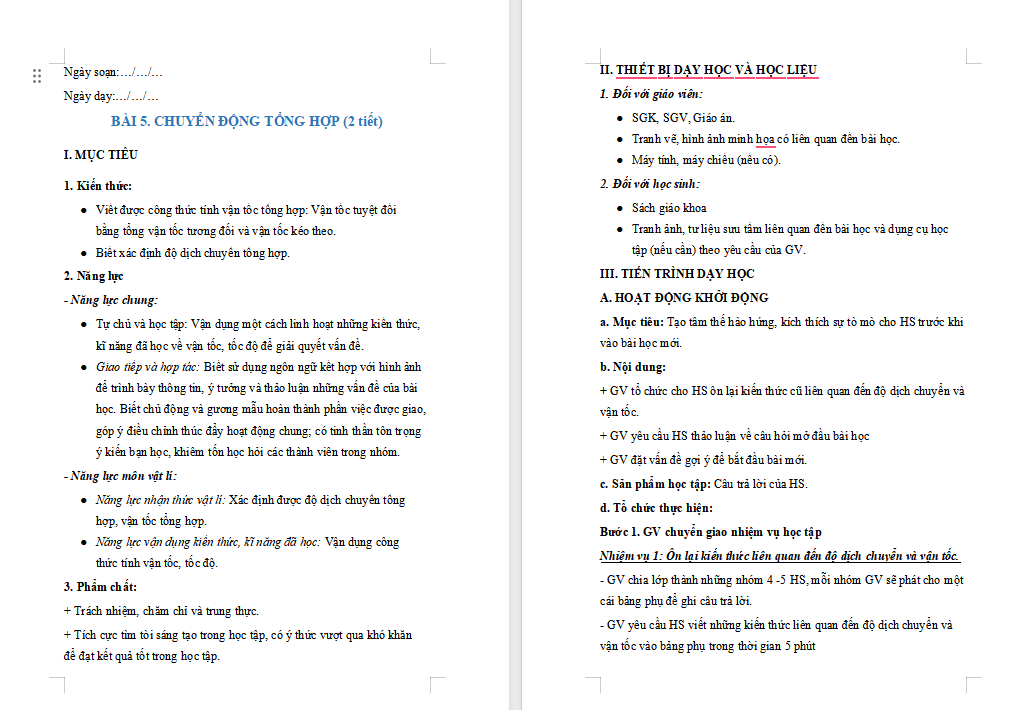 Giáo án PowerPoint Vật lí 10 Bài 5