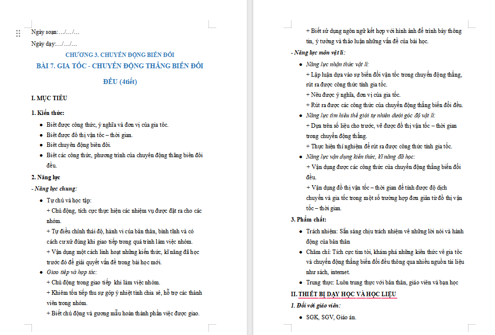 Giáo án PowerPoint Vật lí 10 Bài 7