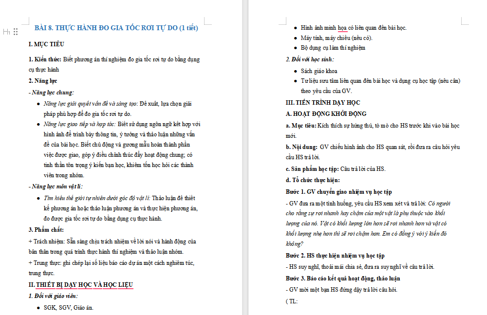 Giáo án PowerPoint Vật lí 10 Bài 8