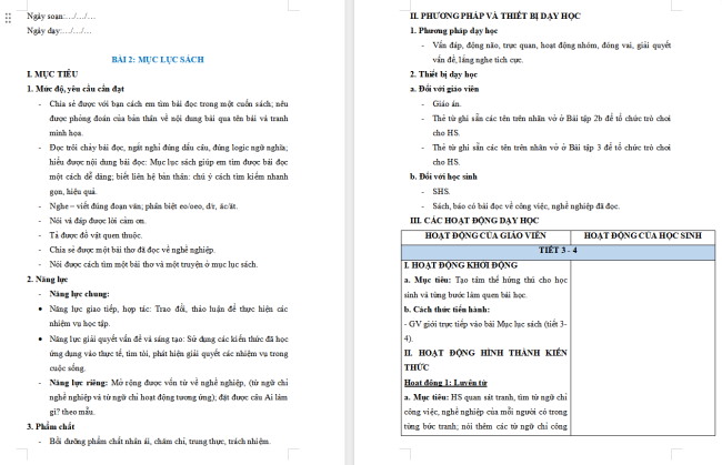 Giáo án Tiếng Việt 2 Bài 2: Mở rộng vốn từ Nghề nghiệp