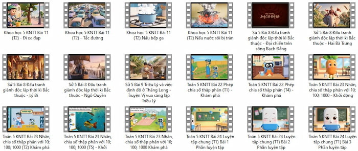 Bộ video AI ứng dụng trong dạy học Lớp 5