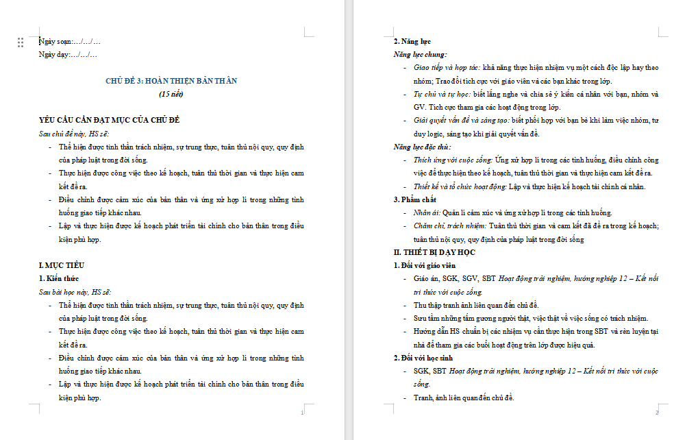 Giáo án PowerPoint Hoạt động trải nghiệm 12 Chủ đề 3