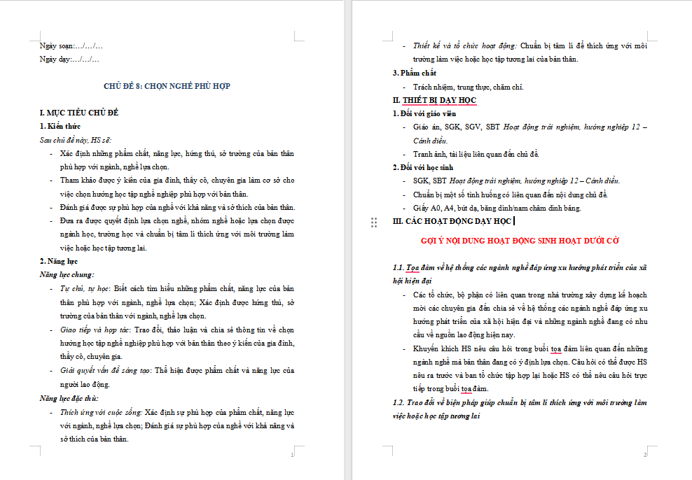 Giáo án PowerPoint Hoạt động trải nghiệm 12 Chủ đề 8