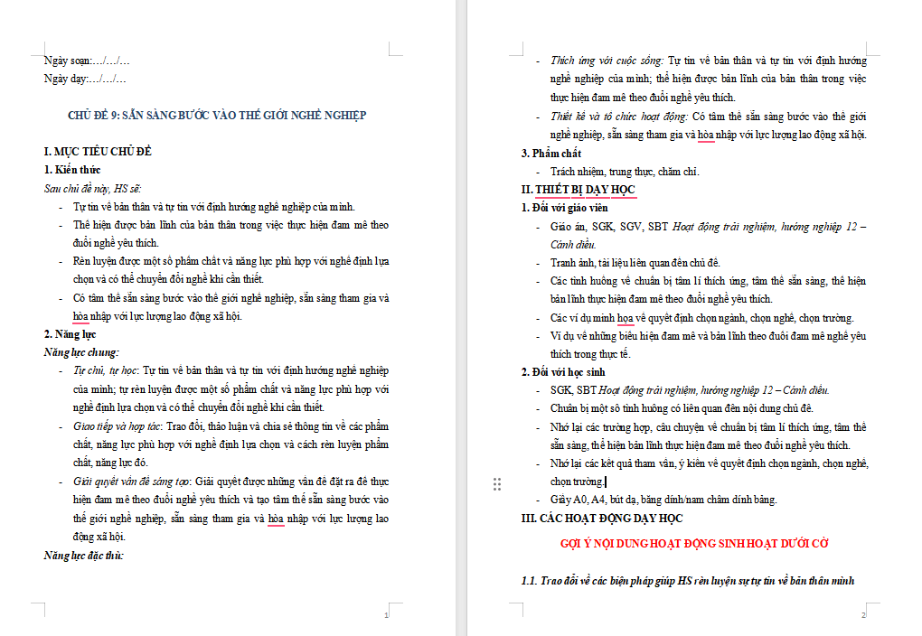 Giáo án PowerPoint Hoạt động trải nghiệm 12 Chủ đề 9