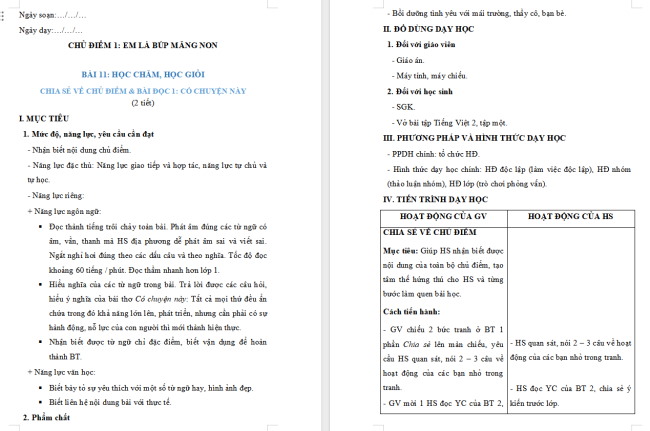 Giáo án Tiếng Việt 2 Bài 11: Có chuyện này