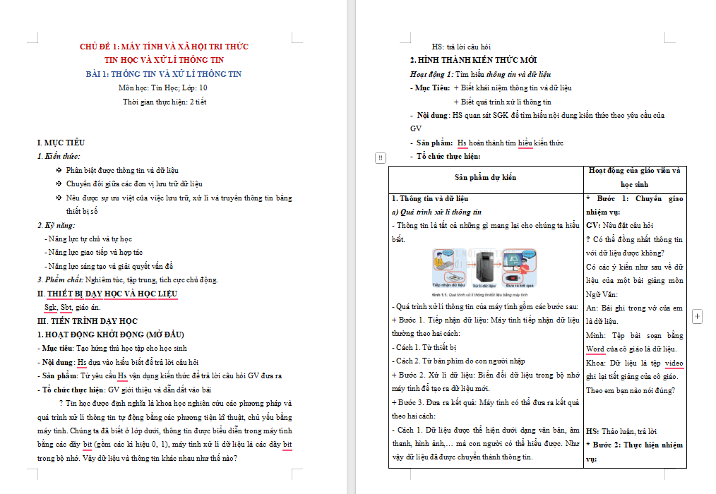 Giáo án PowerPoint Tin học 10 Bài 1