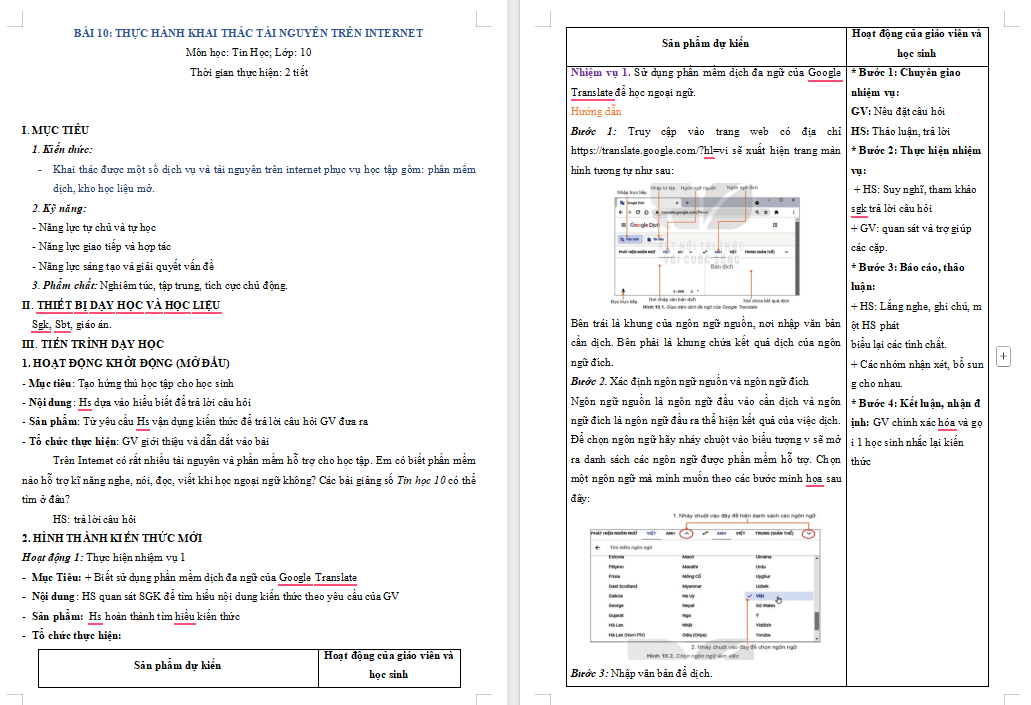 Giáo án PowerPoint Tin học 10 Bài 10