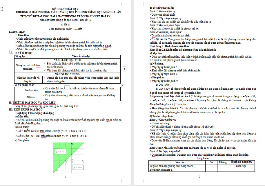 Bất phương trình bậc nhất hai ẩn
