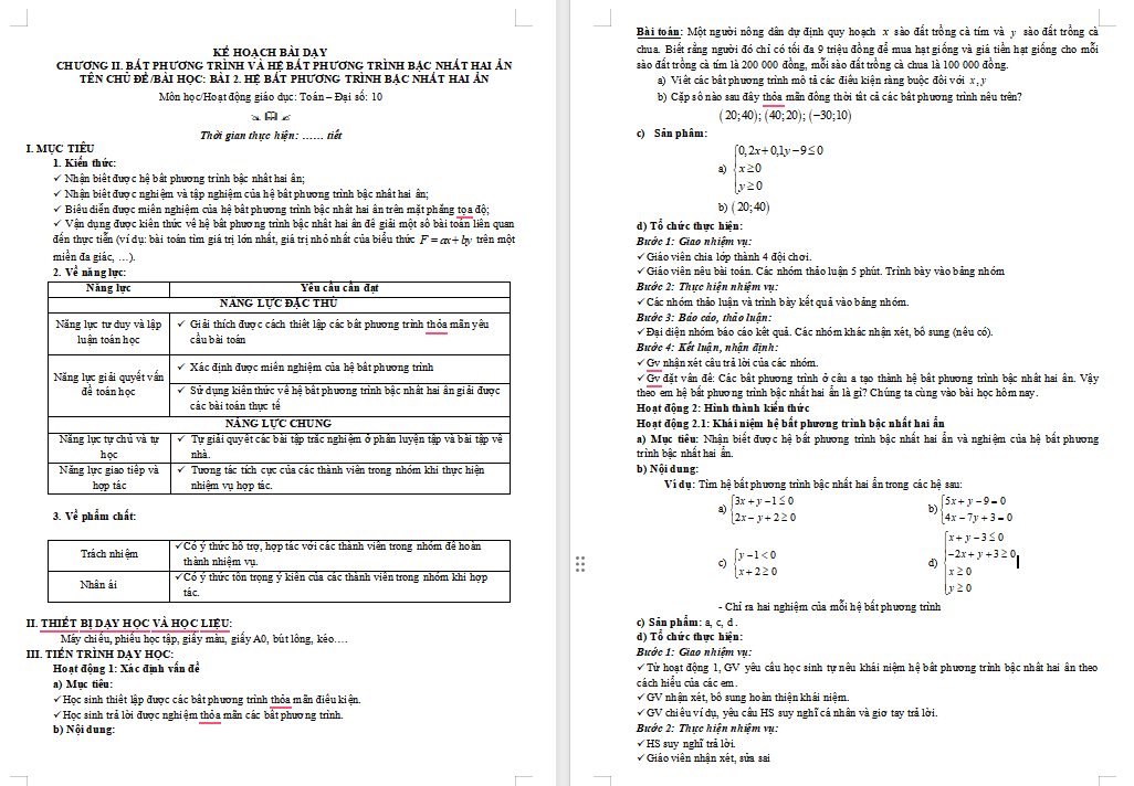 Bất phương trình bậc nhất hai ẩn