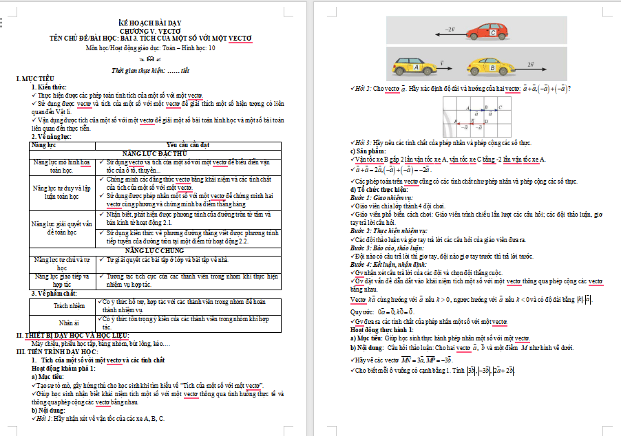 Tích của một số với một vectơ