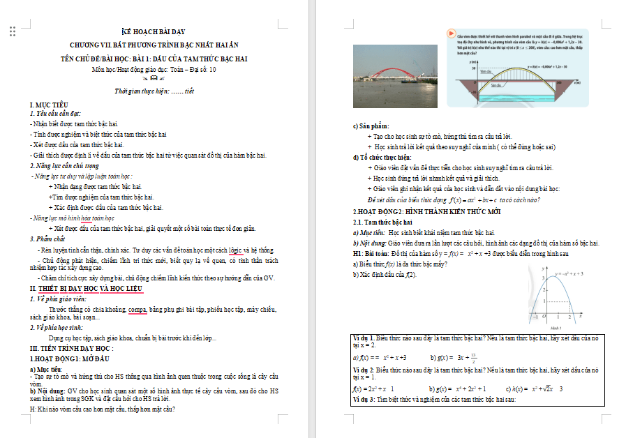 Dấu của tam thức bậc hai