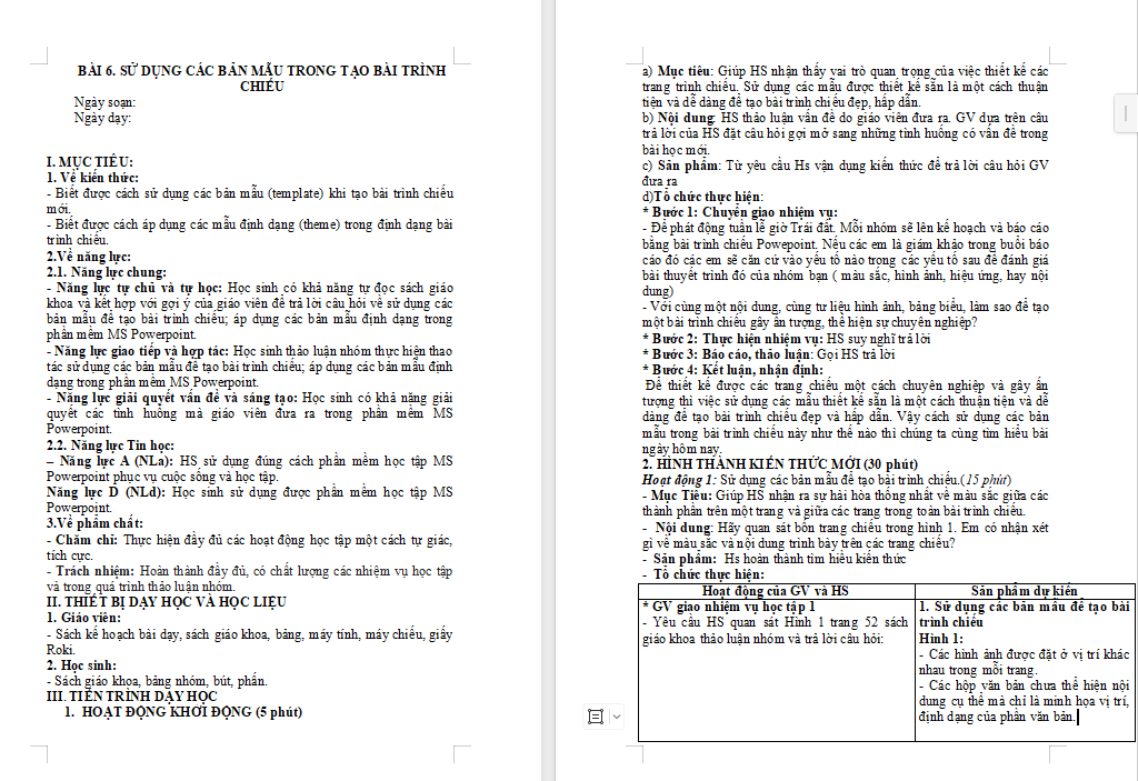 Sử dụng các bản mẫu trong tạo bài trình chiếu
