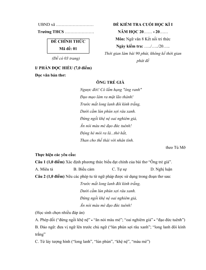 bo de thi hoc ki 1 mon ngu van 8 ket noi tri thuc so 2 h1*712036