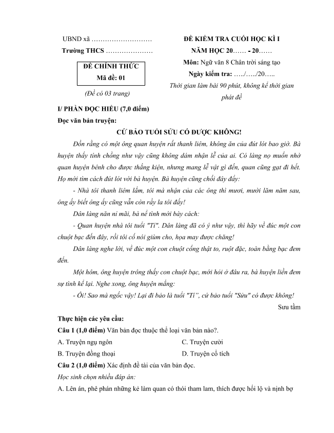 bo de thi hoc ki 1 mon ngu van 8 chan troi sang tao so 2 h3*712542