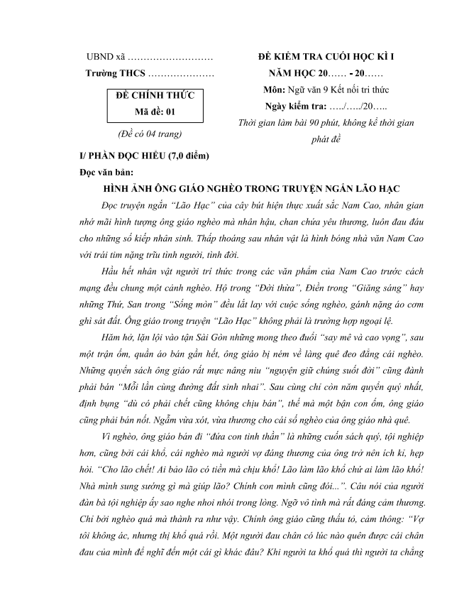 bo de thi hoc ki 1 mon ngu van 9 ket noi tri thuc so 2 h4 1*713324