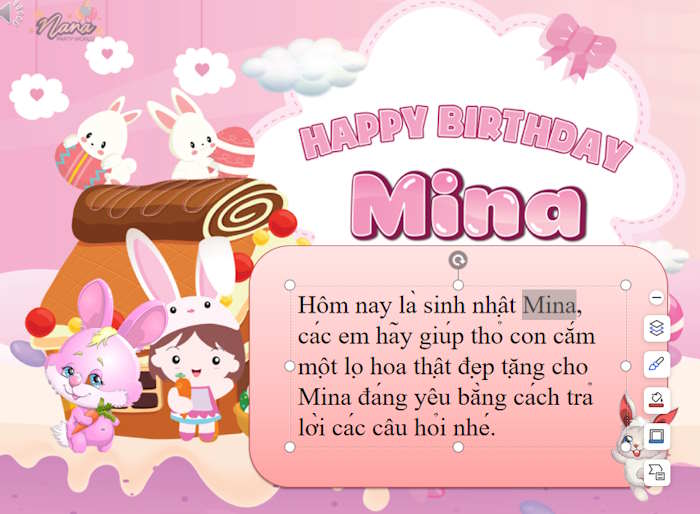 PowerPoint Trò chơi Happy birthday Mina