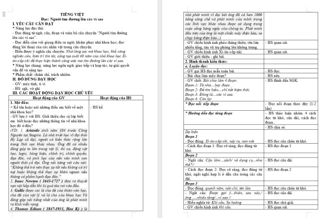 Giáo án Tiếng Việt 4 Bài 24: Người tìm đường lên các vì sao