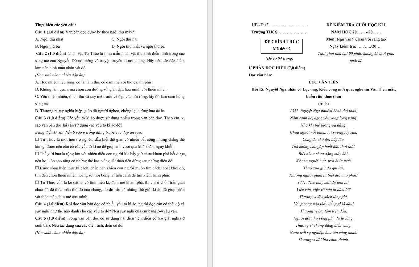 bo de thi hoc ki 1 mon ngu van 9 chan troi sang tao so 2 h2 1*714430