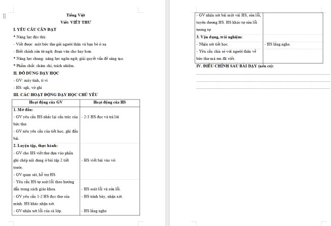 Giáo án Tiếng Việt 4 Bài 32: Viết thư