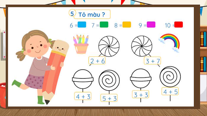 Toán tiền tiểu học: Luyện tập phép cộng trong phạm vi 10