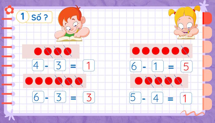 Toán tiền tiểu học: Phép trừ trong phạm vi 6