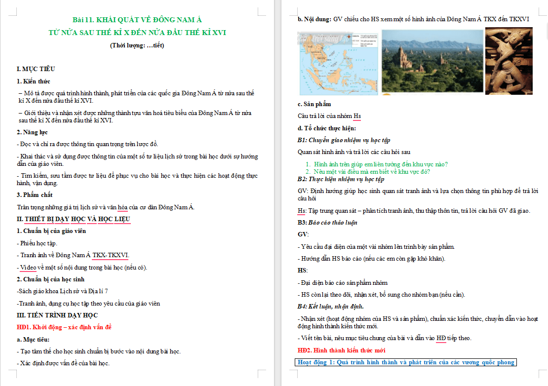Khái quát về Đông Nam Á từ nửa sau thế kỉ X đến nửa đầu thế kỉ XVI
