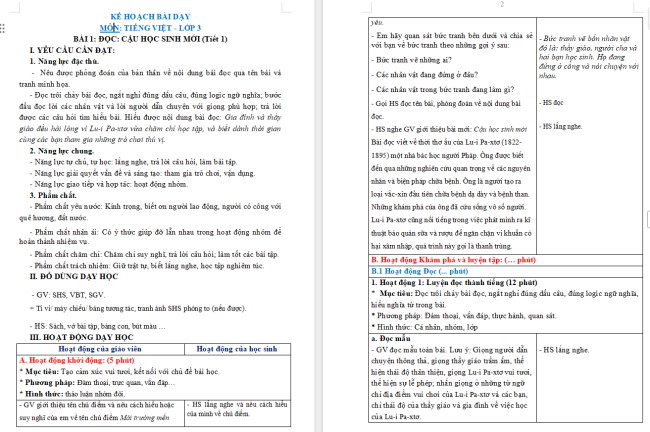 Giáo án Tiếng Việt 3 Bài 1: Cậu học sinh mới