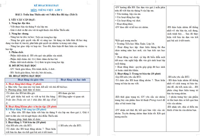 Giáo án Tiếng Việt 3 Bài 2: Viết bản tin ngắn gọn