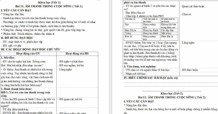 Giáo án Khoa học 4: Âm thanh trong cuộc sống