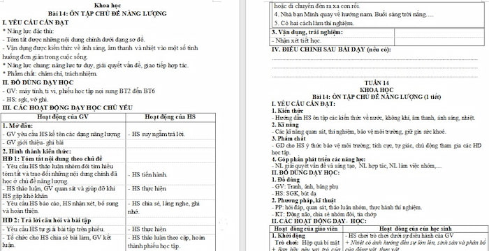 Giáo án Khoa học 4: Ôn tập chủ đề Năng lượng