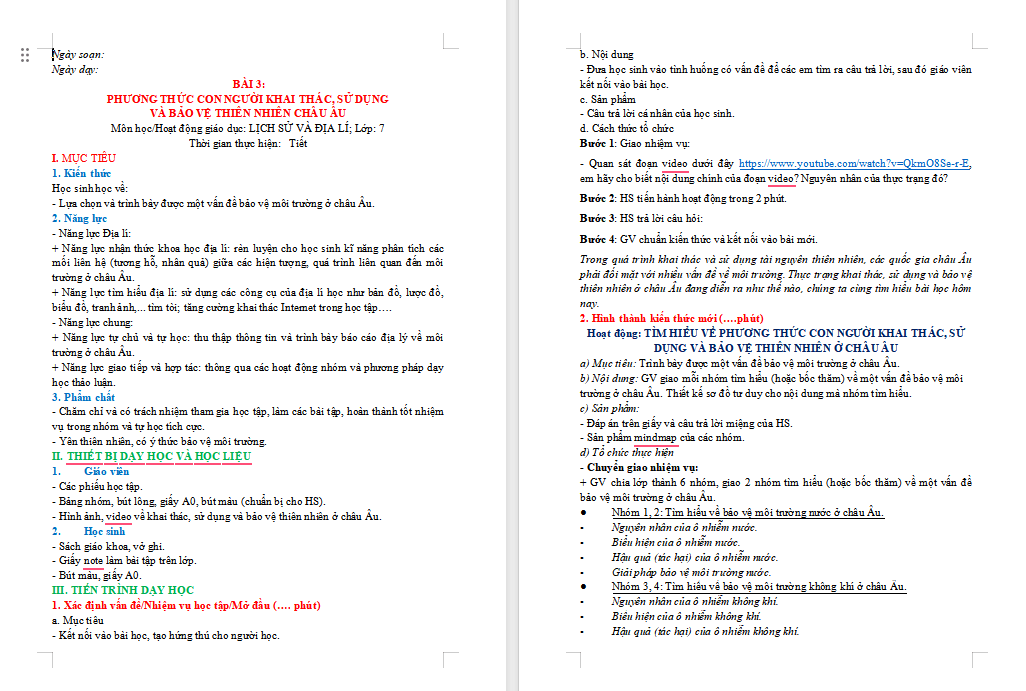 PowerPoint Địa lí 7 Bài 3: Phương thức con người khai thác sử dụng và bảo vệ thiên nhiên châu Âu