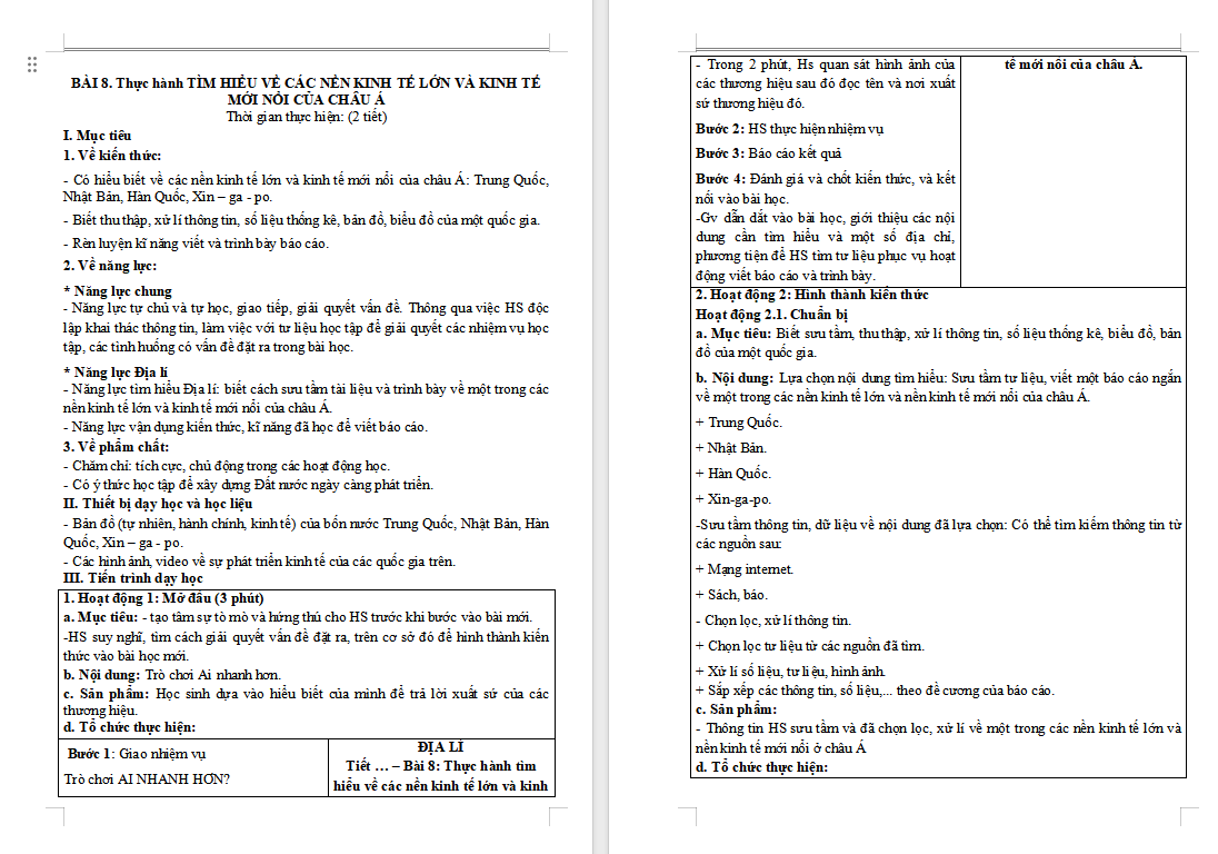 PowerPoint Địa lí 7 Bài 8: Thực hành tìm hiểu các nền kinh tế lớn và kinh tế mới nổi ở châu Á