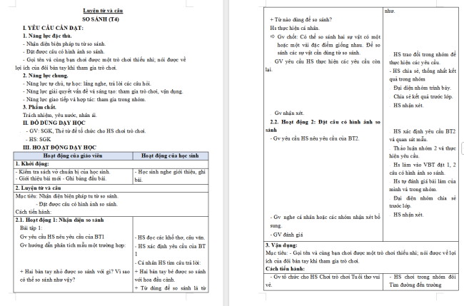 Giáo án Tiếng Việt 3 Bài 3: So sánh