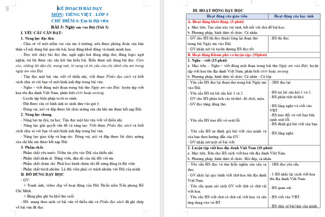Giáo án Tiếng Việt 3 Bài 3: Nghe - viết Ngày em vào đội
